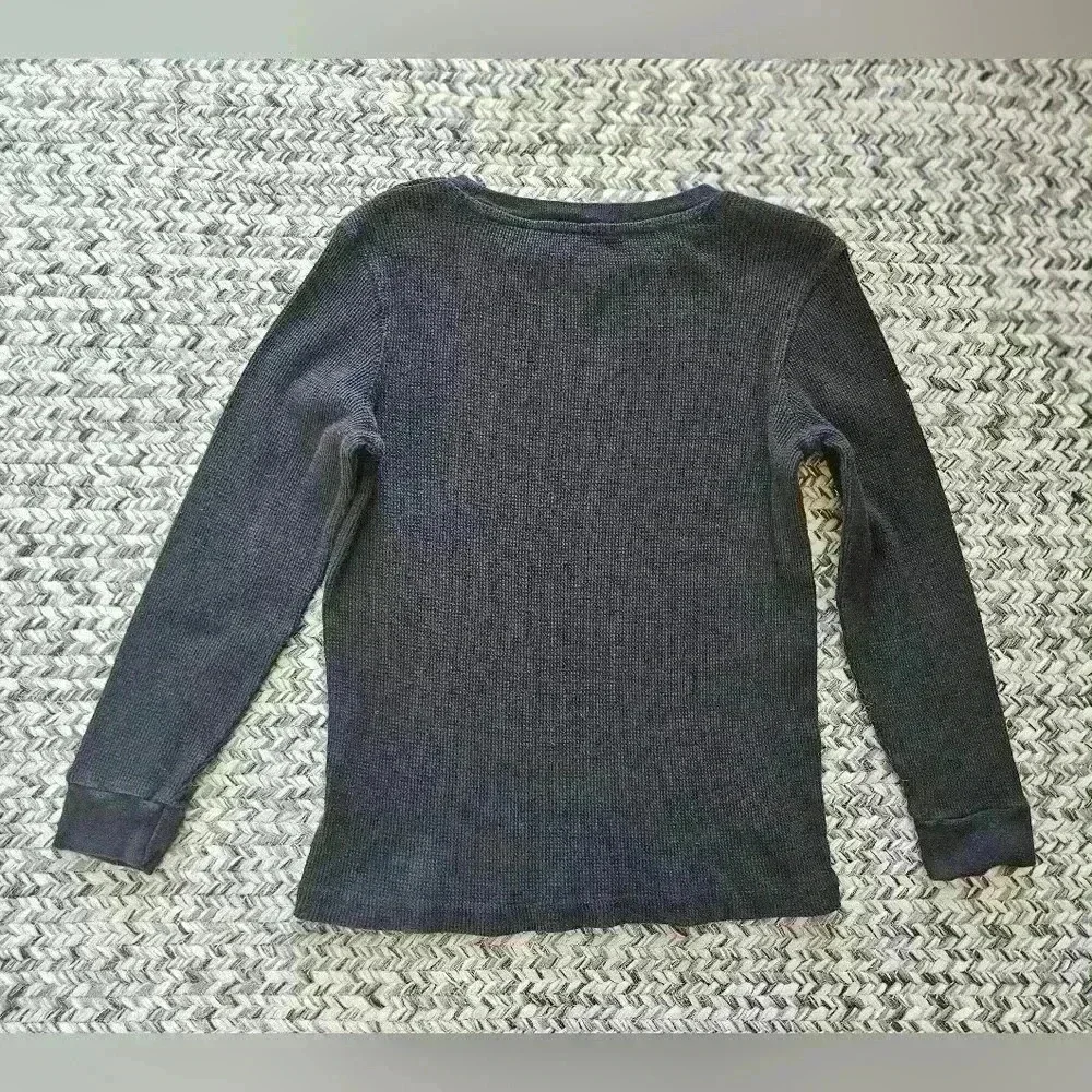Old Navy long sleeve Black waffle‎ knit thermal size Small 6/7